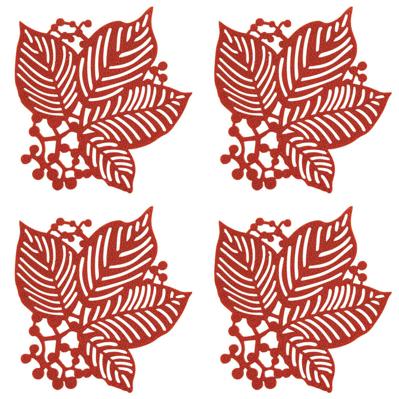 Inch Leaf Berry Coasters Set/4 Laser Cutouts G18694 (62873)