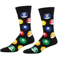 (62891) Socksmith Billiard Balls Black Men's Socks, 18.00 Inch, Pool Sport 8 Ball Mnc2423-Blk