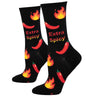 (62903) Socksmith Extra Spicy Black Socks, 16.00 Inch, Red Peppers Flames Hot Wnc3473