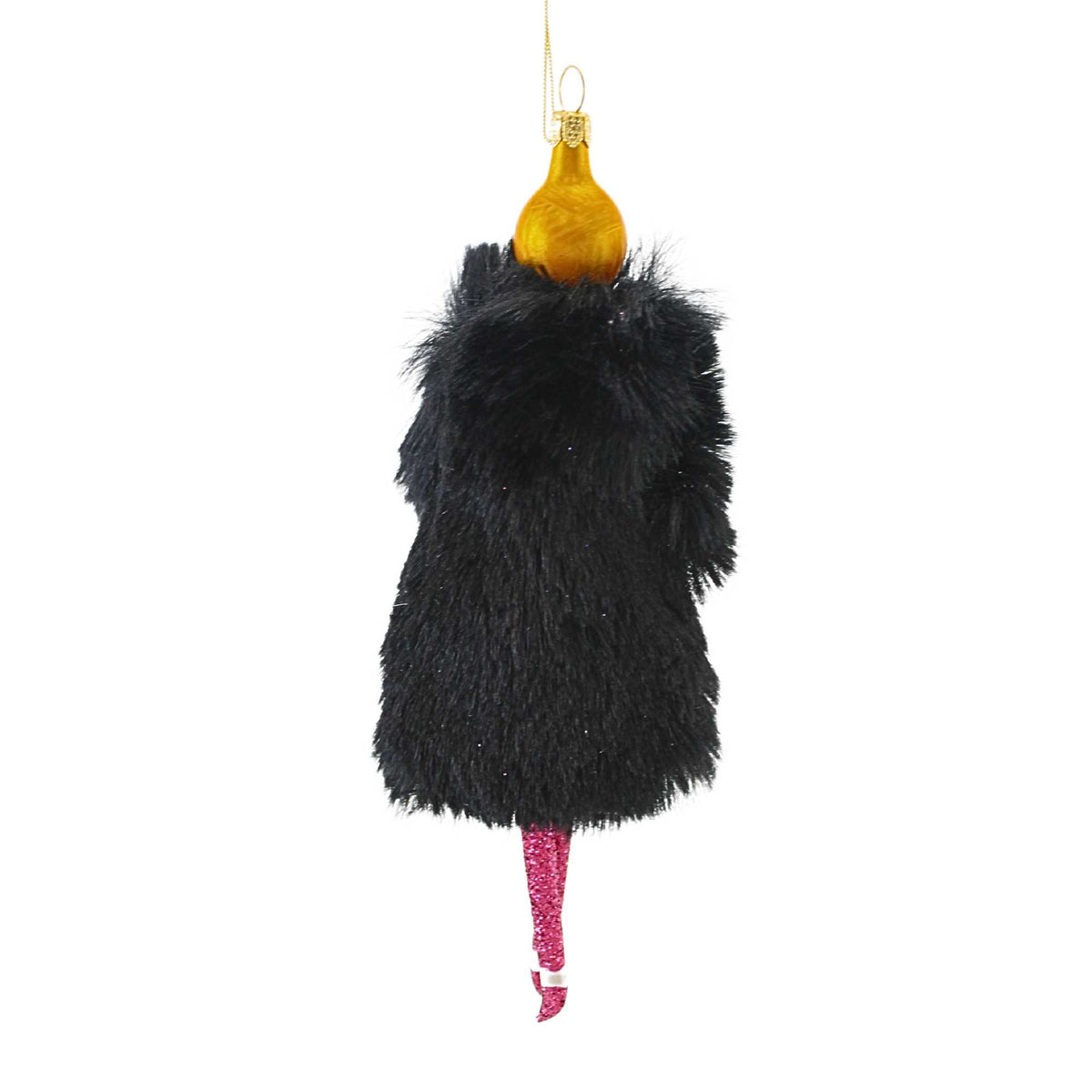 De Carlini Italian Ornaments Constance In Black Faux Fur - - SBKGifts.com