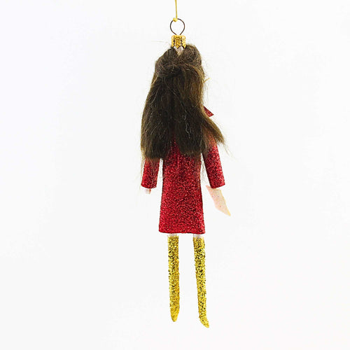 De Carlini Italian Ornaments Sammie In Holiday Red Jacket - - SBKGifts.com