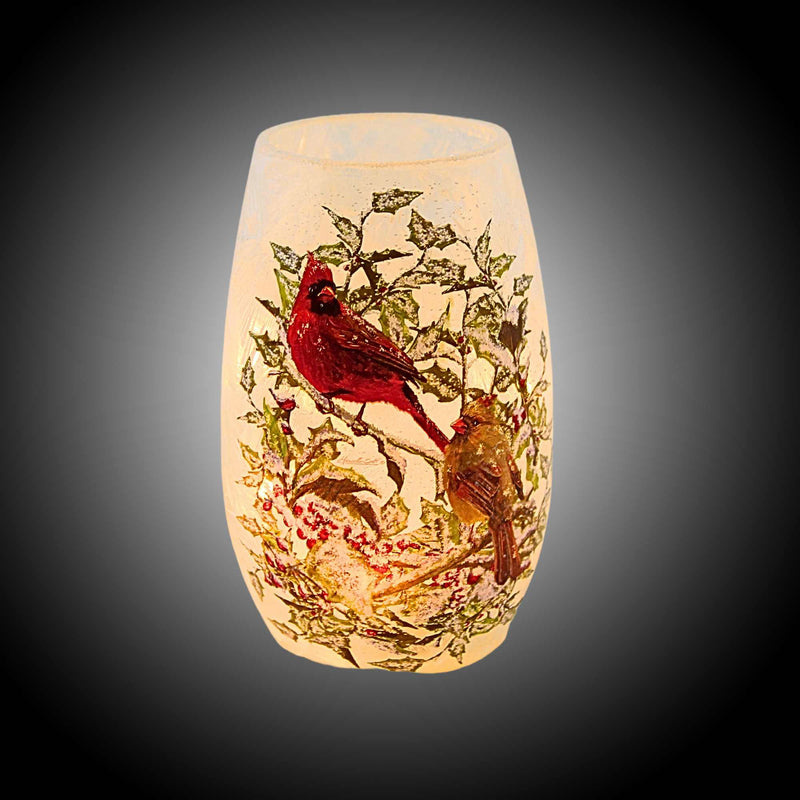 Stony Creek Holly & Cardinals Pre-Lit Small Vase - - SBKGifts.com