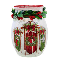 (62955) Stony Creek Decorated Sleds Pre-Lit Small Jar, 4.00 Inch, Ribbon Of Holly Berries Eld4280