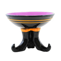 (Sec63015) Second Sale Large Candy Dish With Witch Boot Base, 6.50 Inch, Boots Orange Purple Black Th01597largeboot