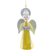 (63028) De Carlini Italian Ornaments Halo With Book, 5.50 Inch, Christmas Angel Ornament An251bookwf