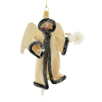 (63041) De Carlini Italian Ornaments Artic Queen Twist With Snow Bird, 8.00 Inch, Angel Icicle Ornament An226wf