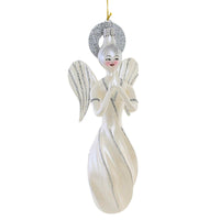 (63043) De Carlini Italian Ornaments Fluted Angel White, 8.00 Inch, Christmas Wings Ornament An227wwf