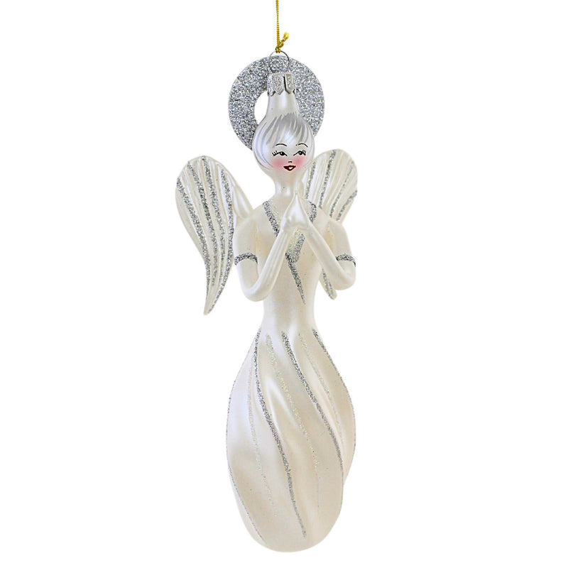 8.00 Inch Fluted Angel White Christmas Wings Ornament An227wwf (63043)