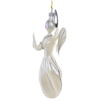 De Carlini Italian Ornaments Fluted Angel White - - SBKGifts.com