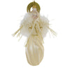 (63044) De Carlini Italian Ornaments Feather & Fluted Angel Ivory, 8.00 Inch, Christmas Wings Ornament An227iwf