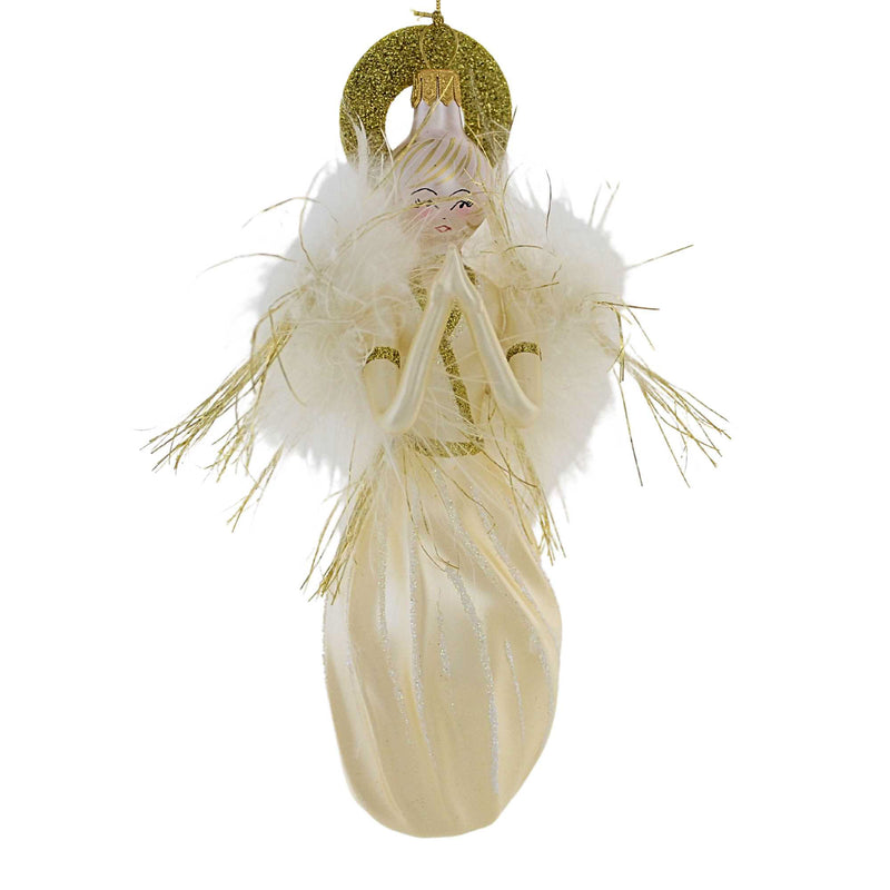 8.00 Inch Feather & Fluted Angel Ivory Christmas Wings Ornament An227iwf (63044)