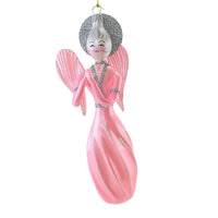 (63045) De Carlini Italian Ornaments Fluted Angel Pink, 8.00 Inch, Christmas Wings Ornament An227pwf