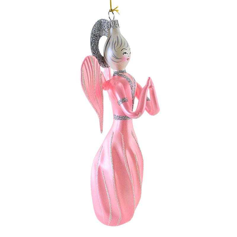 De Carlini Italian Ornaments Fluted Angel Pink - - SBKGifts.com