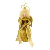 (63047) De Carlini Italian Ornaments Celestial Angel With Lute, 6.00 Inch, Christmas Music Ornament An192bwf