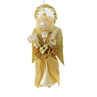 (63048) De Carlini Italian Ornaments Golden Astra Serenade, 10.00 Inch, Christmas Angel Ornament An108wf