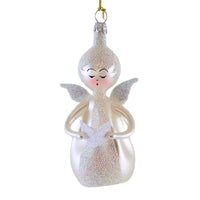 (63054) De Carlini Italian Ornaments Angel In White With Book, 4.00 Inch, Baby Baptism Ornament An122whwf