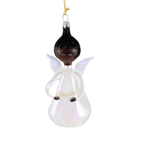 (63055) De Carlini Italian Ornaments Angel In White With Book Dark Skin, 4.00 Inch, Baby Baptism Ornament An122aawf