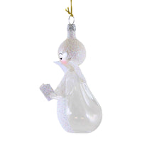 De Carlini Italian Ornaments Clear Angel With Book White Accent - - SBKGifts.com