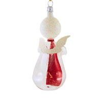 De Carlini Italian Ornaments Clear Angel With Book Red Accent - - SBKGifts.com