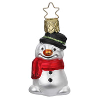 (63085) Inge Glas Mini Snowman, 2.25 Inch, Red Scarf Black Hat 10120S021