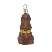 (63121) Inge Glas Chocolate Bunny Yellow, 4.00 Inch, Easter Glitter Bow 10177S024