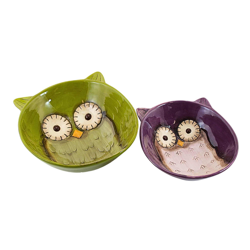 Tabletop Crimson Hollow Owl Bowls 2 Pc Set - - SBKGifts.com