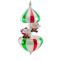 (63132) Santa Land Artist Proof Nick & Nicky's Candy Stripe Carousel, 8.00 Inch, Artist Proof Italian Ornament 23D1070ap