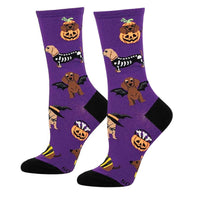 (63135) Socksmith Halloweiner Dogs Purple, 15.00 Inch, Bat Dogs Skeleton Bees Wnc3440