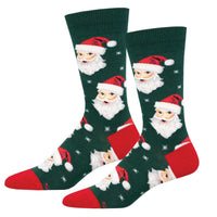 (63143) Socksmith Santa Socks, 18.00 Inch, Claus Snowflakes Holidays Mnc3058whi