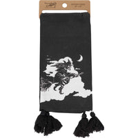 (63160) Primitives By Kathy Flying Witch Kitchen Towel, 28.00 Inch, Tassels Moon Clouds 116418