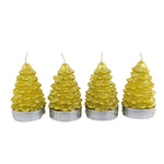 2.50 Inch Fir Tree Tealights Set/4 Gold Boxed Set G18564 (63180)