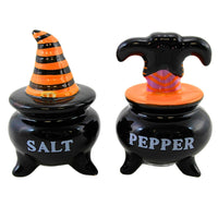 (63222) Transpac Cauldron Salt & Pepper Shakers, 3.00 Inch, Witch Legs Hat Spooky Th01673