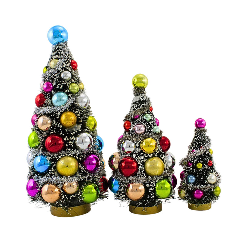 Cody Foster Decorated Bottle Brush Trees Set Of 3 - - SBKGifts.com