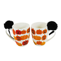 (63260) Tag Jack O' Lantern Pumpkin Mugs, 4.00 Inch, Mug Halloween Pompom G18478