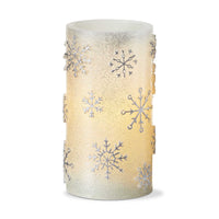 Tag Snowflake Led Pillar Candle - - SBKGifts.com