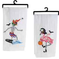 (63278) Kay Dee Designs Flamingo/Skeleton Hand Towel, 28.00 Inch, Bat Witches Hat H6415/H6810