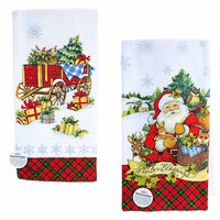 (63282) Kay Dee Designs Santa With Animals & Wagon Kitchen Towel Set, 26.00 Inch, Farm Animals Presents H6506/H6500