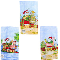 (63287) Kay Dee Designs Surfer Santa Kitchen Towel Set, 26.00 Inch, Beach Flamingo H6661