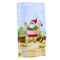 (63287) Kay Dee Designs Surfer Santa Kitchen Towel Set, 26.00 Inch, Beach Flamingo H6661