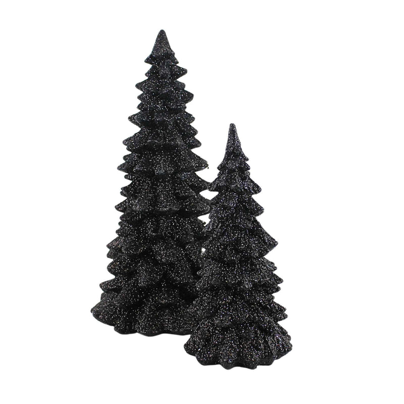 11.50 Inch Black Glitter Tree Set Halloween Set Of Two 137127 (63305)