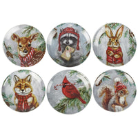 (63352) Primitives By Kathy Winter Animal Plate Set, 6.00 Inch, Winter Nature Woodland 116799