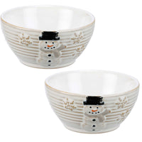 (63353) Primitives By Kathy Snowman Bowls, 2.00 Inch, Rustic Snowflakes Snack Dips 114539