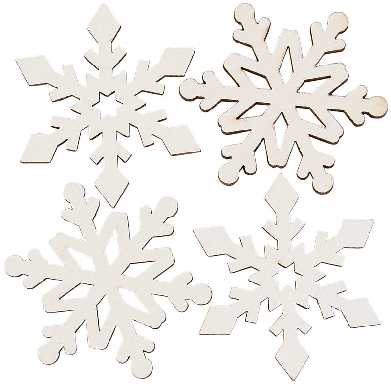 (63369) Primitives By Kathy Wooden Snowflake Set, 1.75 Inch, Four Designs Seasonal Display 118660