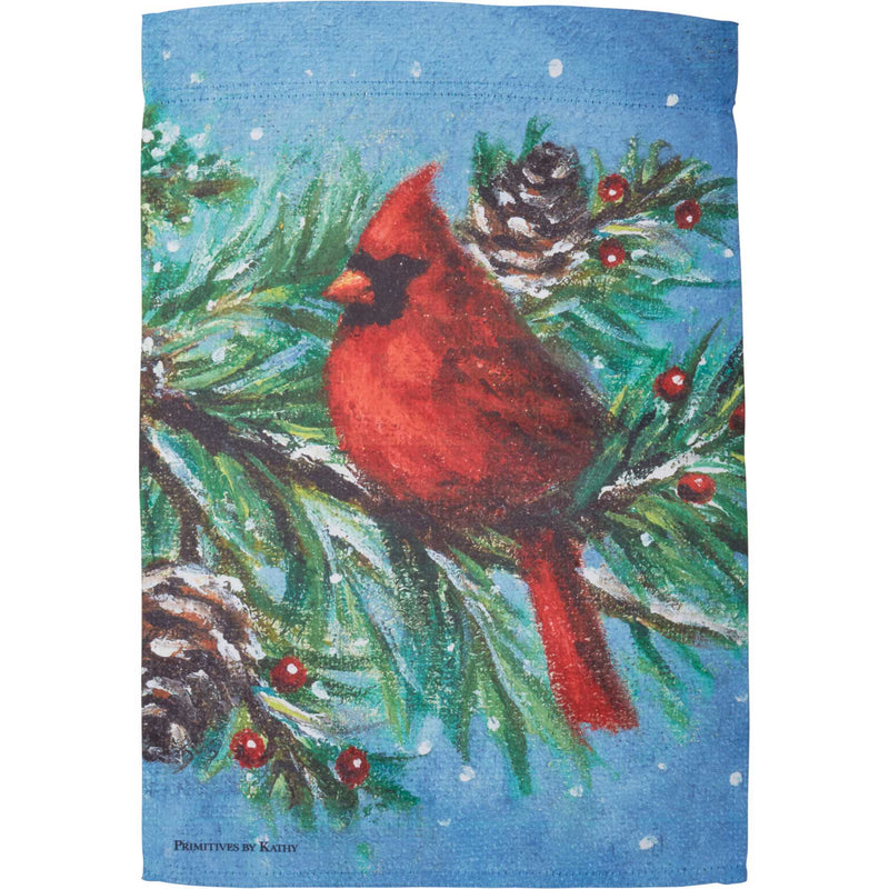 18.00 Inch Cardinal Garden Flag Red Bird Evergreen Berries 114574 (63380)