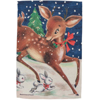 (63381) Primitives By Kathy Christmas Deer Garden Flag, 18.00 Inch, Fawn Bunny Rabbits 118108