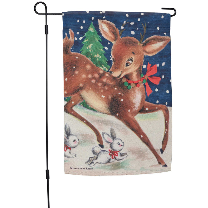 Primitives By Kathy Christmas Deer Garden Flag - - SBKGifts.com