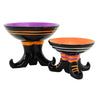 (63505) Transpac Candy Dishes With Witch Boot Base, 6.50 Inch, Boots Orange Purple Black Th01597