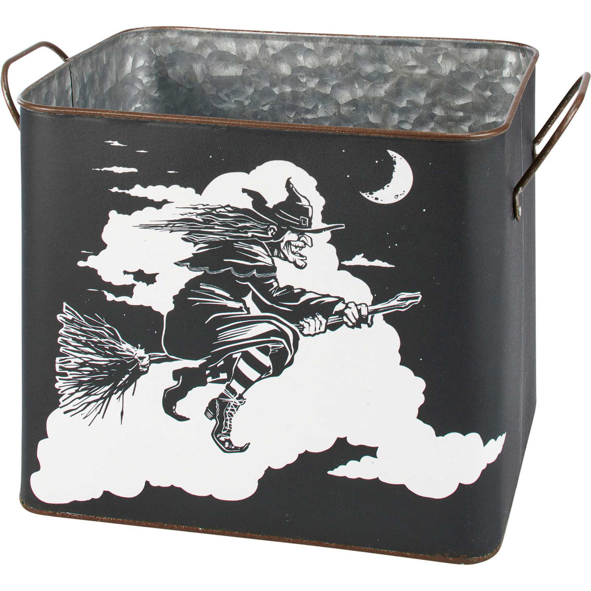 Primitives By Kathy Flying Witch & Cat Bin Set - - SBKGifts.com