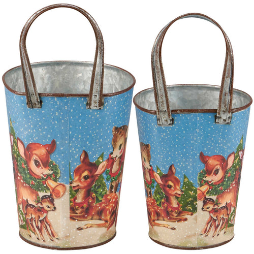 Primitives By Kathy Christmas Deer Wall Bucket Set - - SBKGifts.com