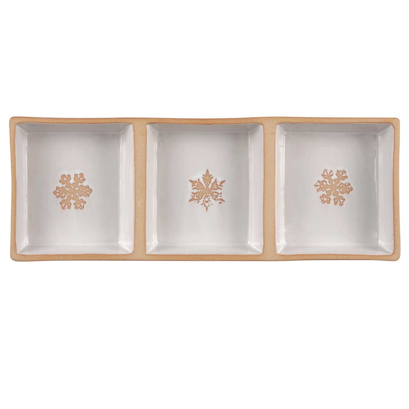 (63530) Primitives By Kathy Snowflakes Tidbit Tray, 1.50 Inch, Three Sections  Debossed Details 116617